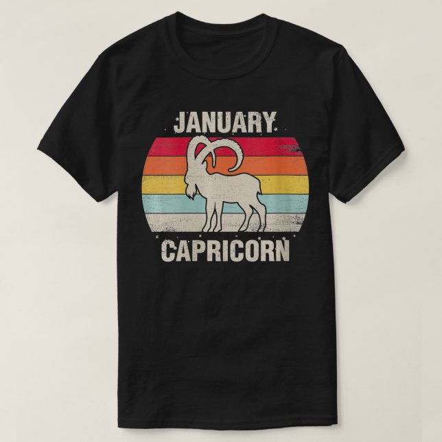 Womens Capricorn January Birthday Gift Retro Sign  T-Shirt (Design Front)