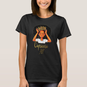 Womens Capricorn Queen AF Zodiac Floral Birthday T-Shirt