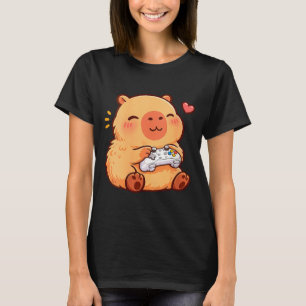 Women's capybara kawaii anime playing video games T-Shirt