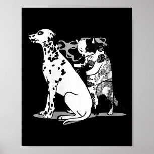 Womens Cat And Dog Tattoo Funny Tattoo Lovers V-ne Poster