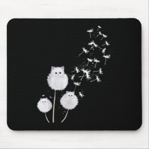 Womens Cat Dandelion Flower Skt V-neck Mouse Pad