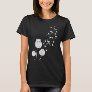Womens Cat Dandelion Flower Skt V-neck T-Shirt