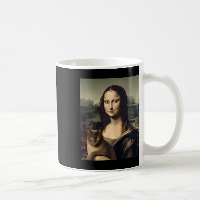 Womens Cat Lover Mona Lisa Cat Kitten  Coffee Mug (Right)