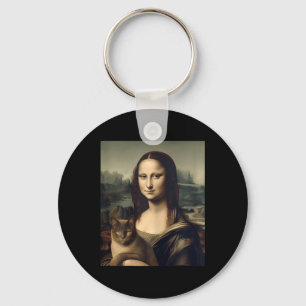 Womens Cat Lover Mona Lisa Cat Kitten  Key Ring