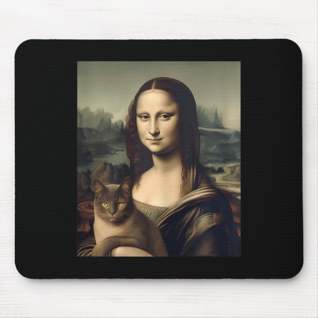 Womens Cat Lover Mona Lisa Cat Kitten  Mouse Pad (Front)