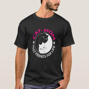 Womens Cat Mum Best Friends For Life Ying Yang Cat T-Shirt