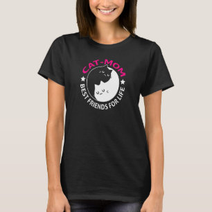 Womens Cat Mum Best Friends For Life Ying Yang Cat T-Shirt