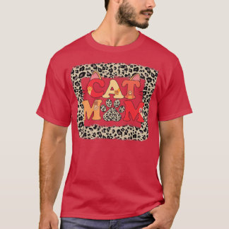 Womens Cat Mum leopard Mum Pets Kitten Paw lover c T-Shirt