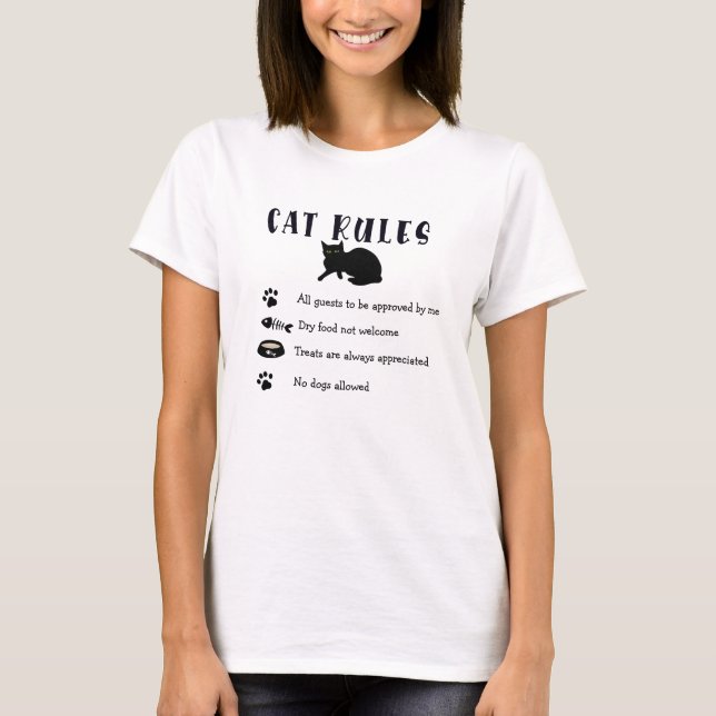 Women's Cat Rules Graphic Print 100% Cotton T-Shirt (Front)
