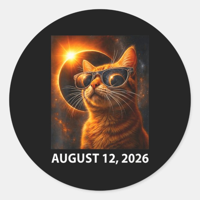 Women's Cat Selfie Total Solar Classic Round Sticker (Front)