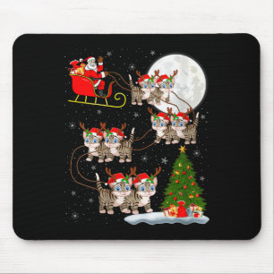 Womens Cats Santa Sleigh Flying Funny Magical Chri Mouse Pad