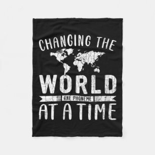 Womens Changing The World Funny Dyslexic Dyslexia Fleece Blanket