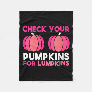 Womens Check Pumpkins Breast Cancer Awareness nk Fleece Blanket