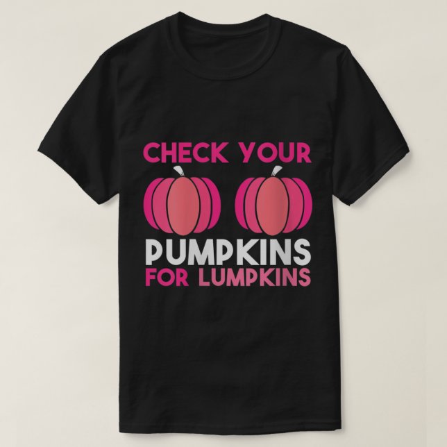 Womens Check Your Pumpkins Breast Cancer Awareness T-Shirt (Design Front)