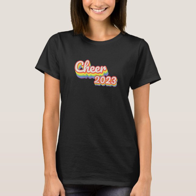 Womens Cheer 2023 Rainbow For School Cheerleaders  T-Shirt (Front)