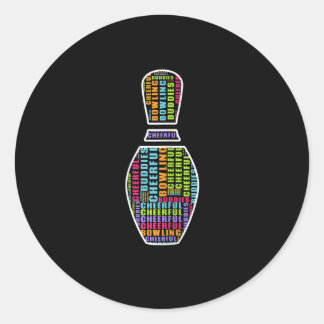 Womens Cheerful Bowling Squad Artwork T-Shirt Classic Round Sticker
