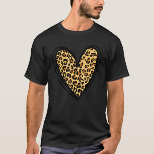 Women's Cheetah Leopard Heart Print Girls Love Val T-Shirt