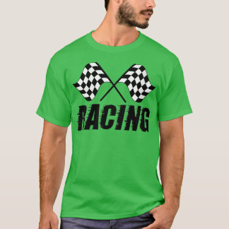 Womens Chequered Black And White Racing Flags VNec T-Shirt