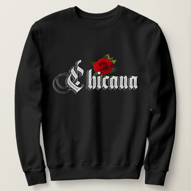 Womens Chicana Red Rose Sweatshirt (Design Front)
