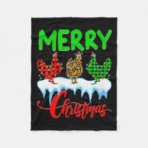 Womens Chicken Merry Christmas Pajamas Leopard Buf Fleece Blanket