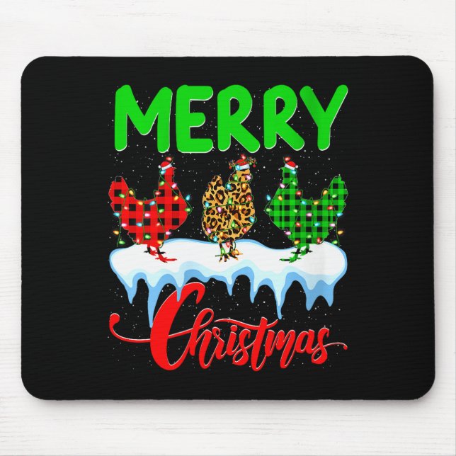 Womens Chicken Merry Christmas Pajamas Leopard Buf Mouse Pad (Front)