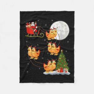 Womens Chicken Santa Sleigh Flying Funny Magical C Fleece Blanket
