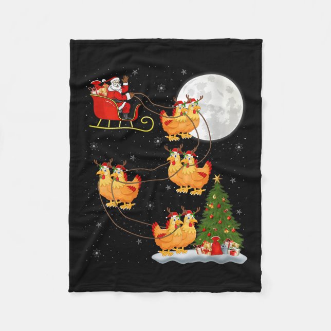 Womens Chicken Santa Sleigh Flying Funny Magical C Fleece Blanket (Front)