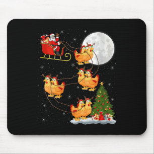 Womens Chicken Santa Sleigh Flying Funny Magical C Mouse Pad