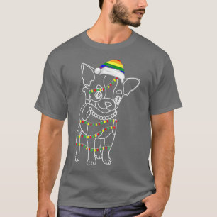Womens Chihuahua Christmas Tree Lights Dog Puppy L T-Shirt