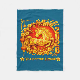 Women's chinese new year 2026 year of the horse fleece blanket