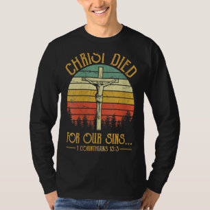 Womens Christ Died For Our Sins Jesus Easter Cross T-Shirt