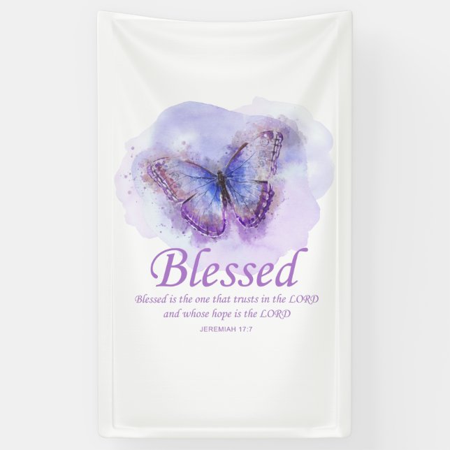 Women's Christian Bible Verse Butterfly: Blessed Banner (Vertical)