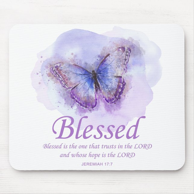 Women's Christian Bible Verse Butterfly: Blessed Mouse Pad (Front)