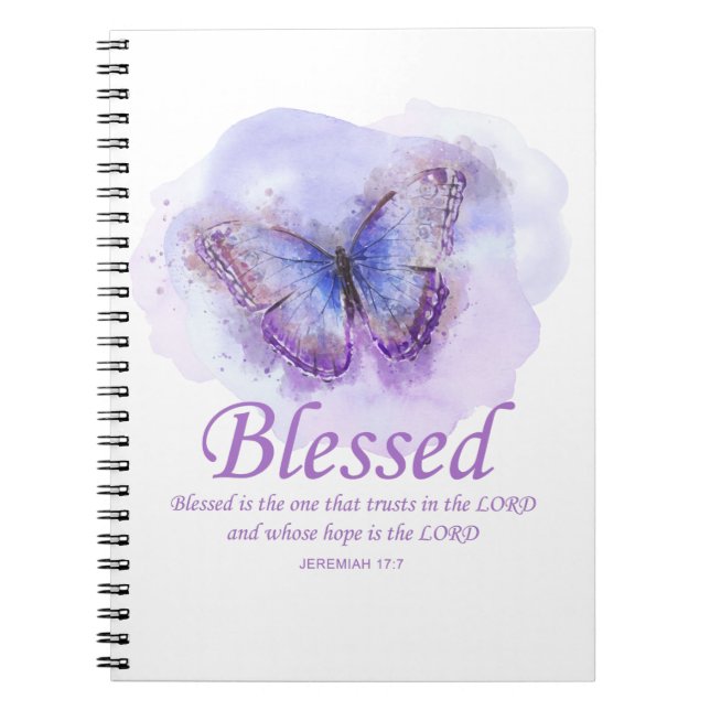 Women's Christian Bible Verse Butterfly: Blessed Notebook (Front)