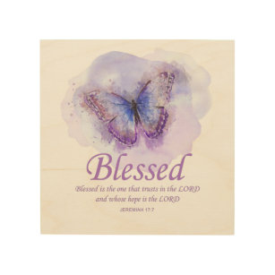 Women's Christian Bible Verse Butterfly: Blessed Wood Wall Art