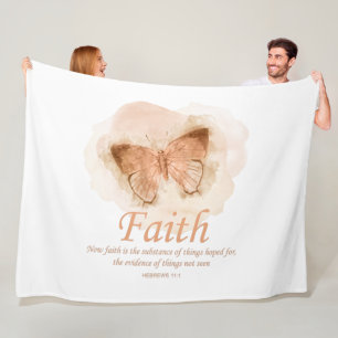 Women's Christian Bible Verse Butterfly: Faith Fleece Blanket