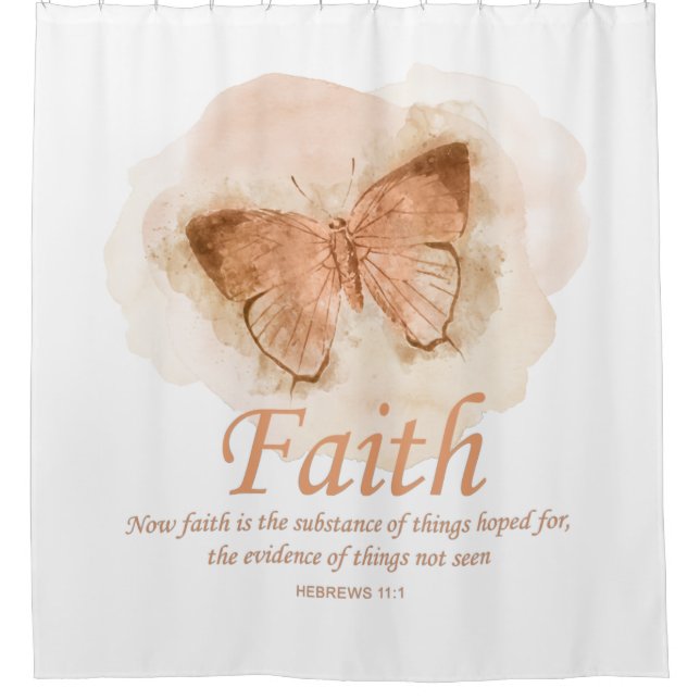 Women's Christian Bible Verse Butterfly: Faith Shower Curtain (Front)