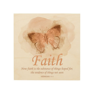 Women's Christian Bible Verse Butterfly: Faith Wood Wall Art