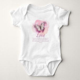 Women's Christian Bible Verse Butterfly: Love Baby Bodysuit