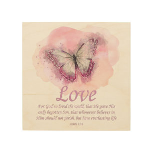 Women's Christian Bible Verse Butterfly: Love Wood Wall Art