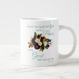 Womens Christian Floral Bible Verse Peace and Good Large Coffee Mug