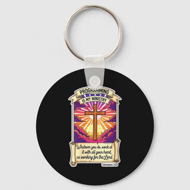 Womens Christian Programmer Programming Is My Mini Key Ring (Front)