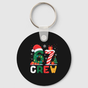 Womens Christmas 67 Crew Brainrot Funny Candy Cane Key Ring