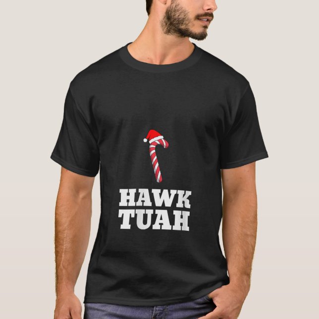 Womens Christmas Candy Cane Hawk Tuah Spit On That T-Shirt (Front)