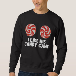 Womens  Christmas Candy Cane Xmas Couples Matching Sweatshirt