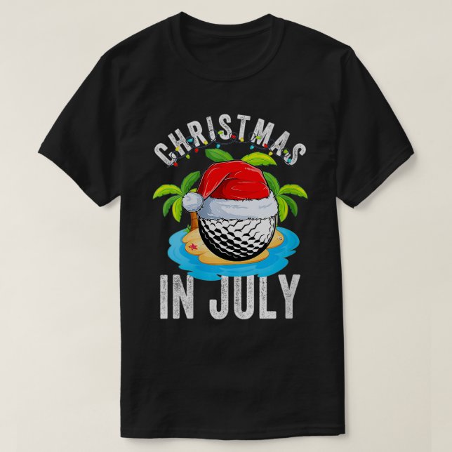 Womens Christmas in July Golf Ball  Santa Hat Summ T-Shirt (Design Front)
