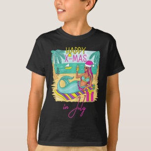 Womens Christmas In July Xmas Gift Tree Mermaid Sw T-Shirt