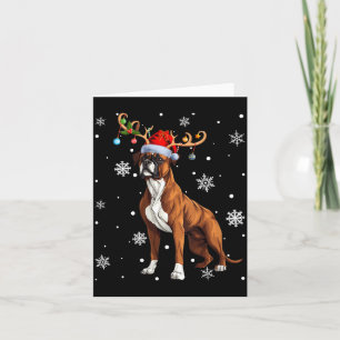 Womens Christmas Lights Reindeer Santa Hat Bullmas Card