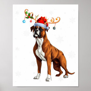 Womens Christmas Lights Reindeer Santa Hat Bullmas Poster