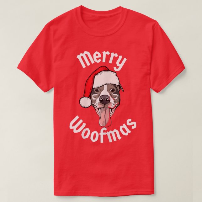 Womens Christmas Merry Woofmas Funny Christmas Dog T-Shirt (Design Front)